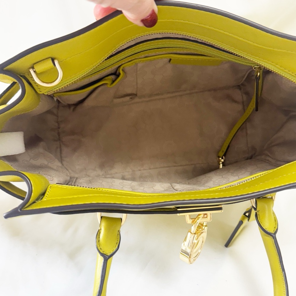 MICHAEL KORS Hamilton Yellow/Lime Green Satchel Bag Leather New Without Tags! - Picture 6 of 10